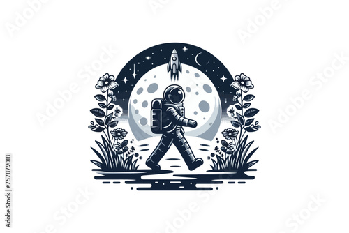 astronaut logo and vector t shirt design.