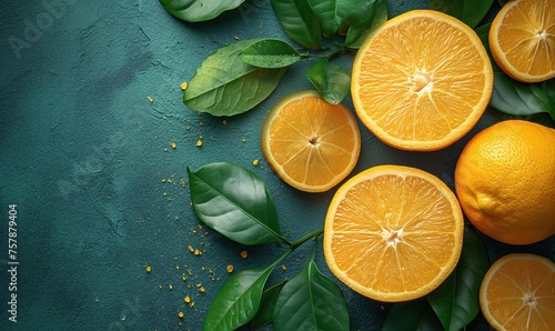 Colorful and juicy slices of fresh oranges.