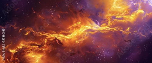 Galaxy Glow A Celestial Splash of Fire and Purple Generative AI