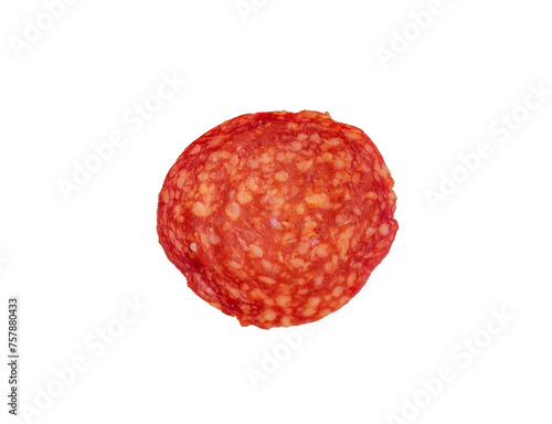 Pepperoni sausage slice isolated