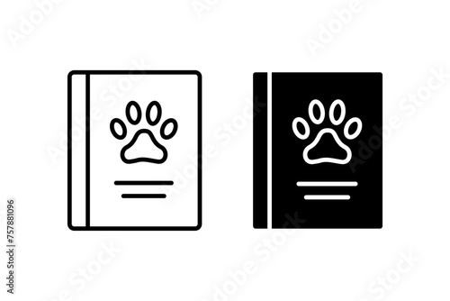 Pet passport icon vector set. Animal document symbol