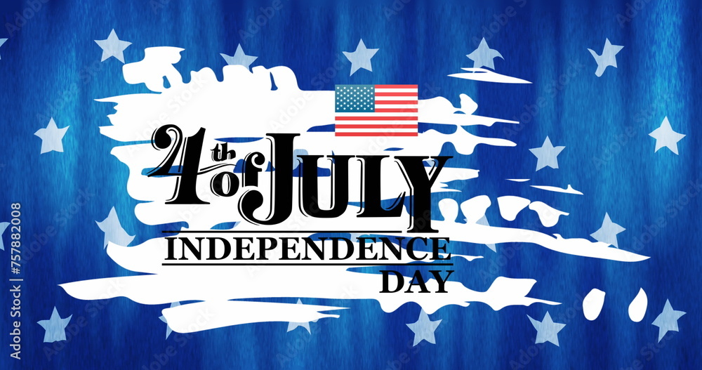 Obraz premium Image of 4th of july independence day text over stars on blue background