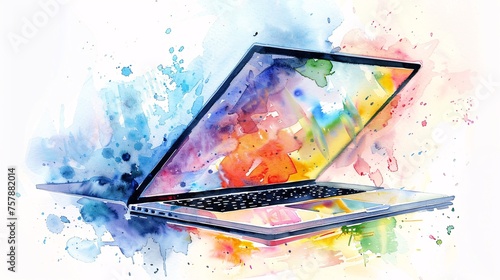 Colorful Laptop Artwork A Monthly Event Inspiration Generative AI