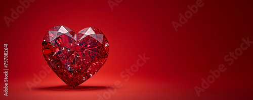 A red heart-shaped diamond on a red background, with an empty space for additional elements or text. 