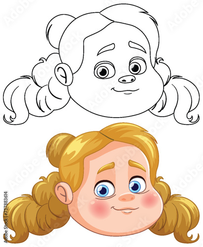 Vector illustration of a happy young girl's face