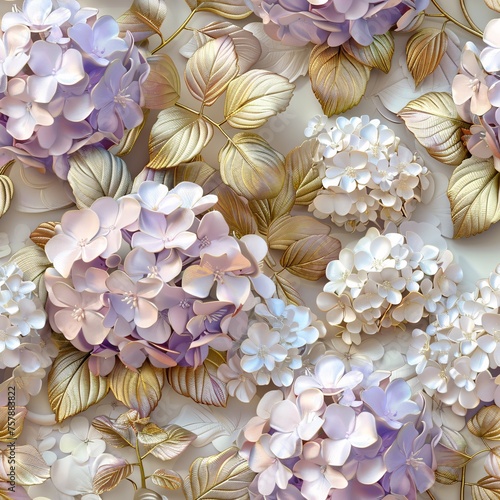 Floral Fusion A Blend of Purple and Gold Petals for a Timeless Elegance Generative AI