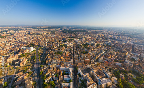 Rome  Italy. Historical Center. The city is at your fingertips. Panorama of the city on a summer morning. Aerial view