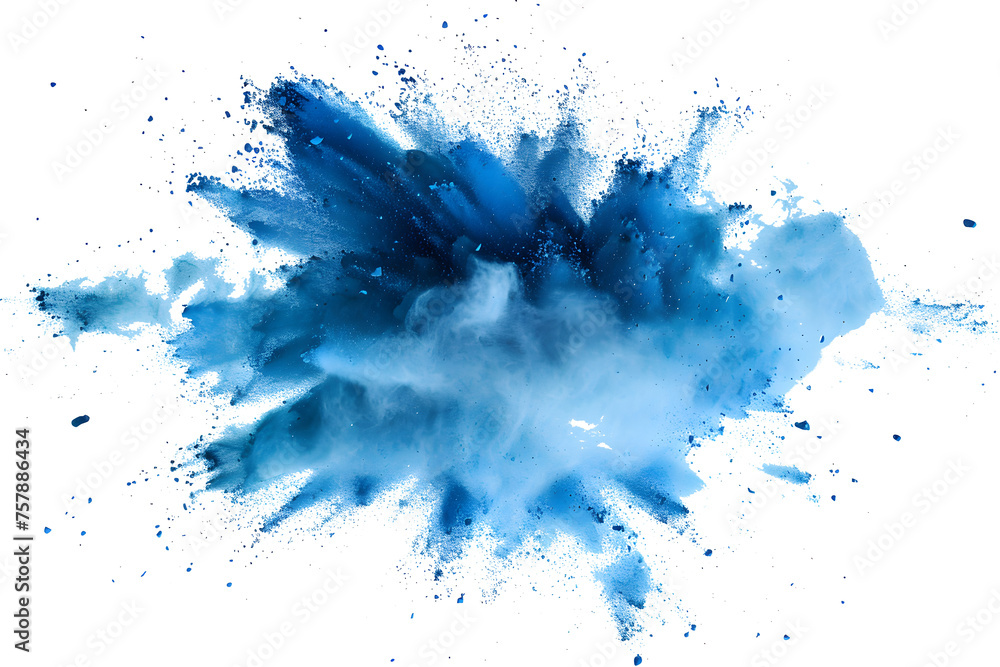 Abstract bright blue dust explosion on white background Abstract bright blue dust explosion on white background