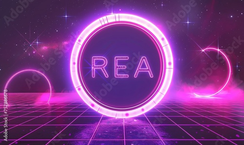 Pink Neon Rea A Glowing Circle of Letters for the Month of Love Generative AI