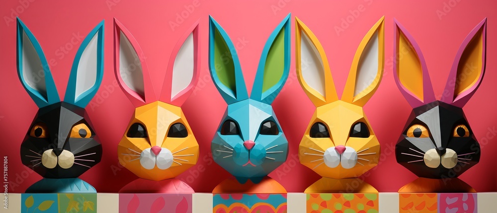 Colorful Geometric Easter Bunny Masks Colorful Geometric Easter Bunny Masks