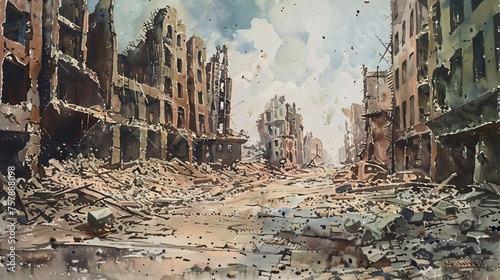 Ruins of a City A Post-Apocalyptic Scene Generative AI