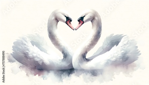 Watercolor painting of Two Swans