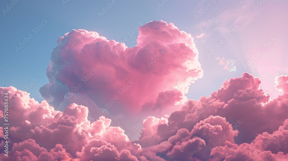Pink Clouds in the Sky A Heartwarming Sight for Valentine's Day Generative AI
