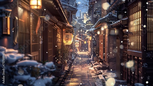 Snowy Night in the City A Winter Wonderland Generative AI