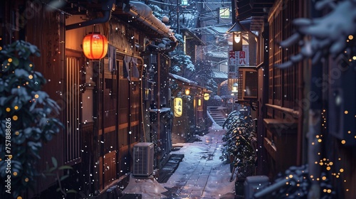Snowy Night in the City A Winter Wonderland Generative AI © Aryan