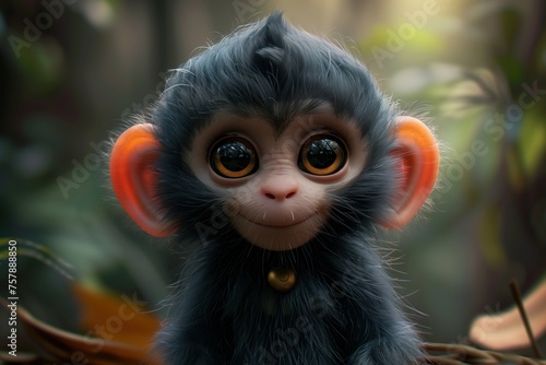 Cute Baby Cartoon Monkey Ape Generative AI