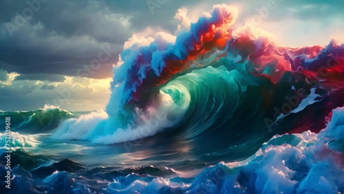 渦巻く大波の風景,Generative AI  photo