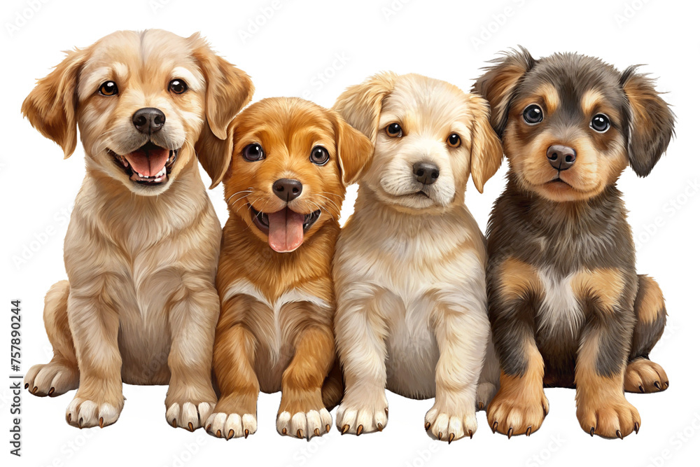 Group of cute puppies, isolated on white Group of cute puppies, isolated on white