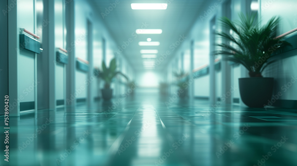 Blurred hospital interior offering abstract medical background setting 