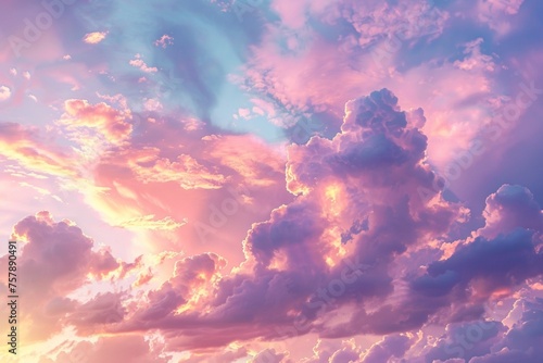 pink and violet clouds in the sky, golden hour