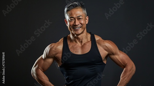 Gym-Hardened Man Poses for the Camera in a Black Tank Top Generative AI