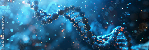 DNA structure on futuristic blue hi-tech health care background 