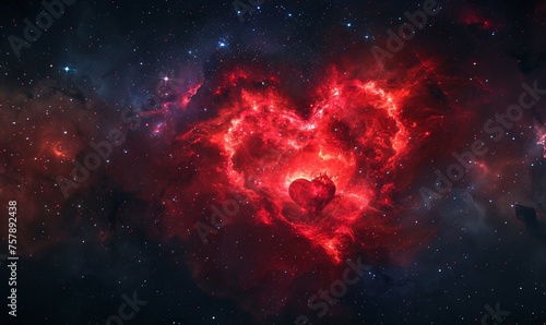 Red Heart in Space A Valentine's Day Celebration in the Cosmos Generative AI