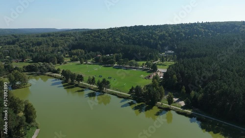 Beautiful Landscape Stadium Krasnobrod Aerial View Poland photo