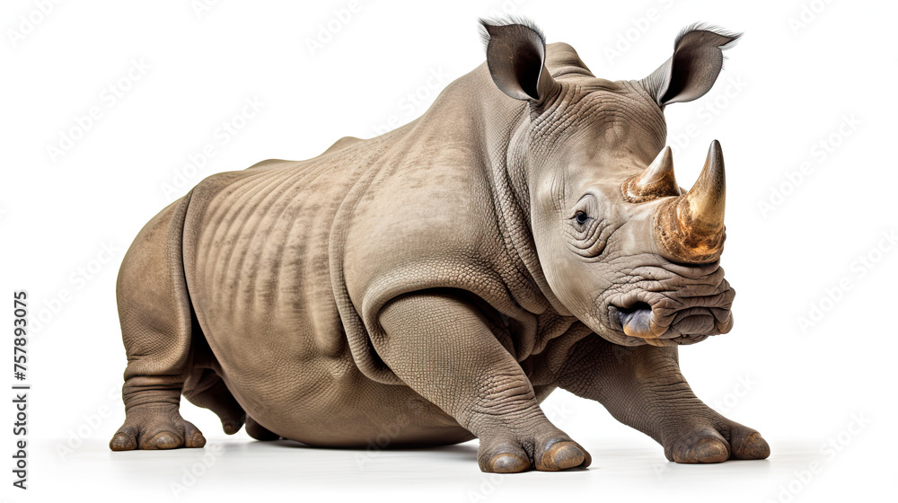 Sitting Rhino Isolated on white background