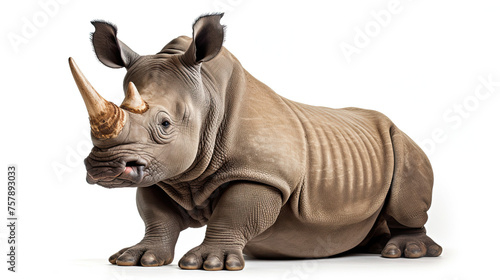 Sitting Rhino Isolated on white background