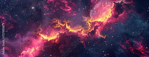 Galaxy Glow A Pink and Purple Nebula Generative AI