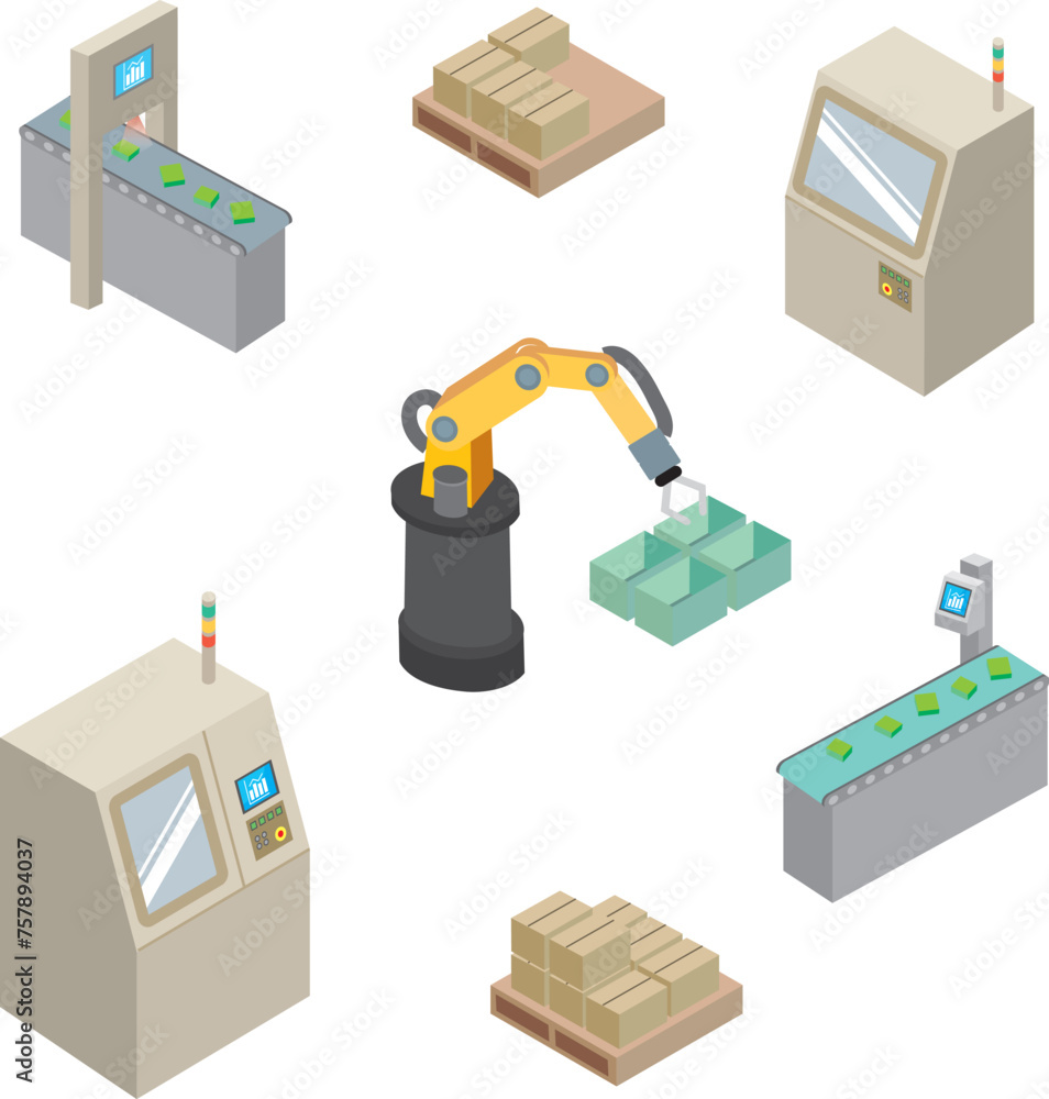 Obraz premium 製造現場の機械や装置のイラスト