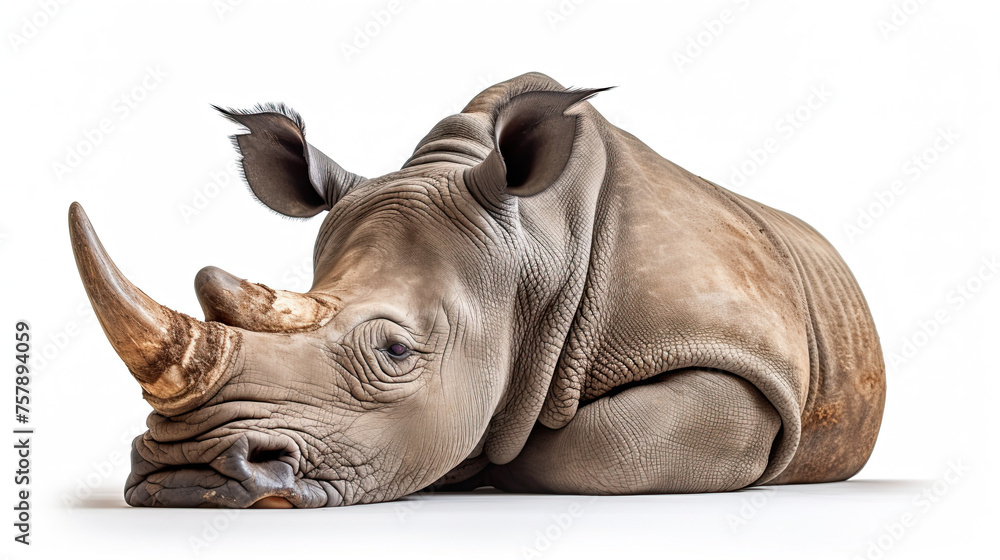 Obraz premium Sleeping Rhino Isolated on white background