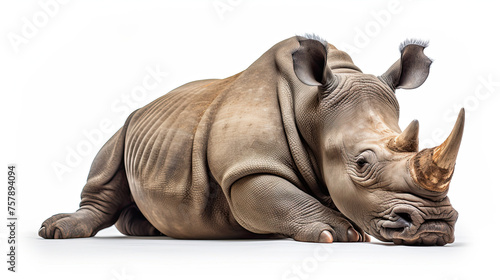 Sleeping Rhino Isolated on white background