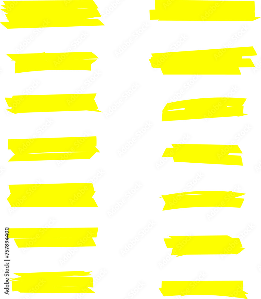 Highlighter line yellow marker strokes lines vector. Yellow watercolor hand drawn highlight set. Marker pen highlight strokes. Highlighter line yellow marker strokes lines vector. Yellow watercolor hand drawn highlight set. Marker pen highlight strokes.