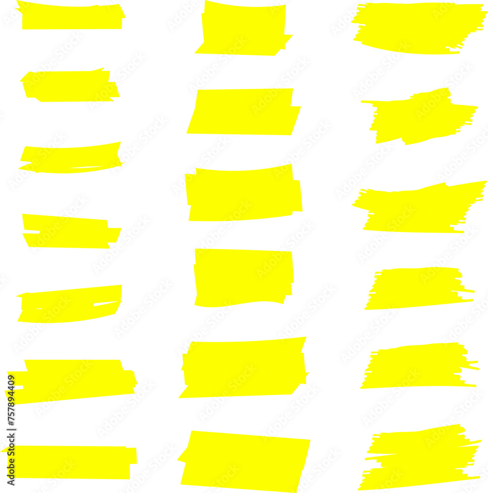 Highlighter line yellow marker strokes lines vector. Yellow watercolor hand drawn highlight set. Marker pen highlight strokes. Highlighter line yellow marker strokes lines vector. Yellow watercolor hand drawn highlight set. Marker pen highlight strokes.