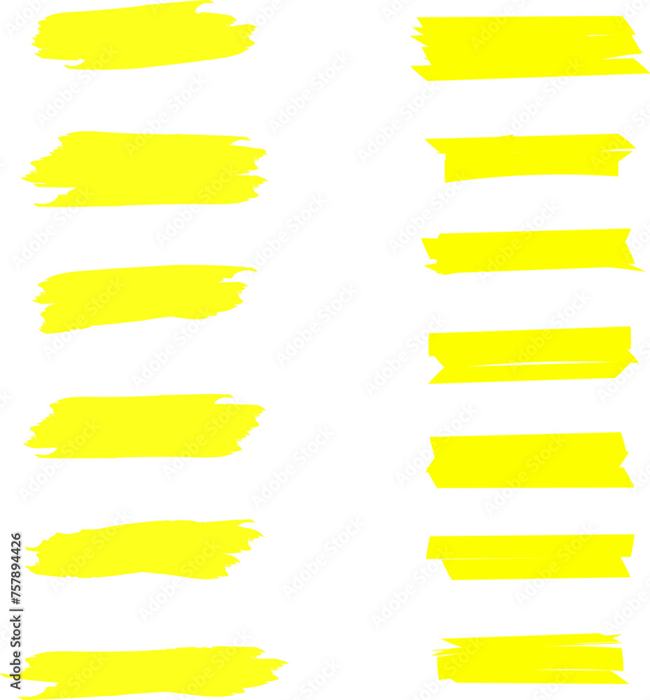 Highlighter line yellow marker strokes lines vector. Yellow watercolor hand drawn highlight set. Marker pen highlight strokes. Highlighter line yellow marker strokes lines vector. Yellow watercolor hand drawn highlight set. Marker pen highlight strokes.