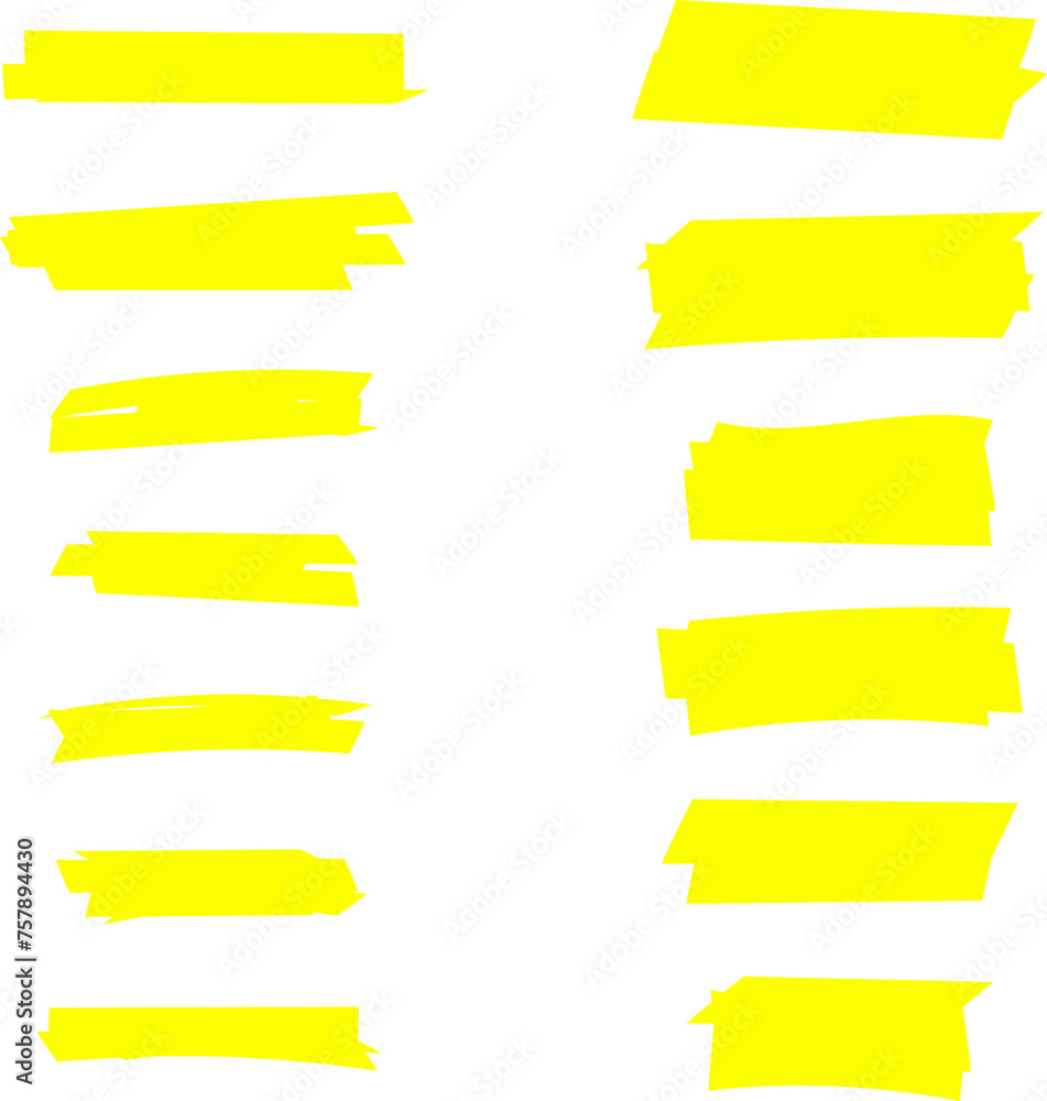 Highlighter line yellow marker strokes lines vector. Yellow watercolor hand drawn highlight set. Marker pen highlight strokes. Highlighter line yellow marker strokes lines vector. Yellow watercolor hand drawn highlight set. Marker pen highlight strokes.
