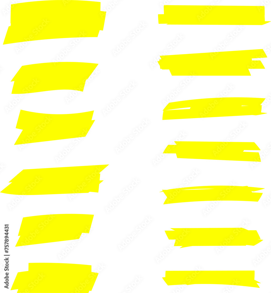 Highlighter line yellow marker strokes lines vector. Yellow watercolor hand drawn highlight set. Marker pen highlight strokes. Highlighter line yellow marker strokes lines vector. Yellow watercolor hand drawn highlight set. Marker pen highlight strokes.