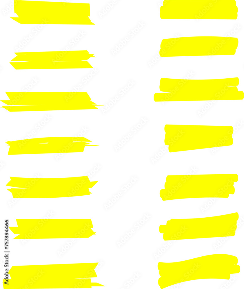 Highlighter line yellow marker strokes lines vector. Yellow watercolor hand drawn highlight set. Marker pen highlight strokes. Highlighter line yellow marker strokes lines vector. Yellow watercolor hand drawn highlight set. Marker pen highlight strokes.