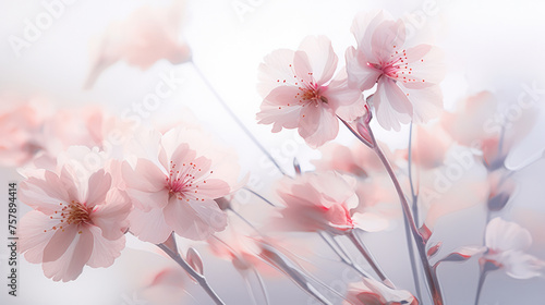 Pastel pink spring blossom flowers in Soft Light floral natural Background © Top AI images