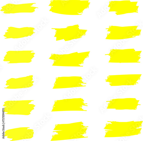Highlighter line yellow marker strokes lines vector. Yellow watercolor hand drawn highlight set. Marker pen highlight strokes.