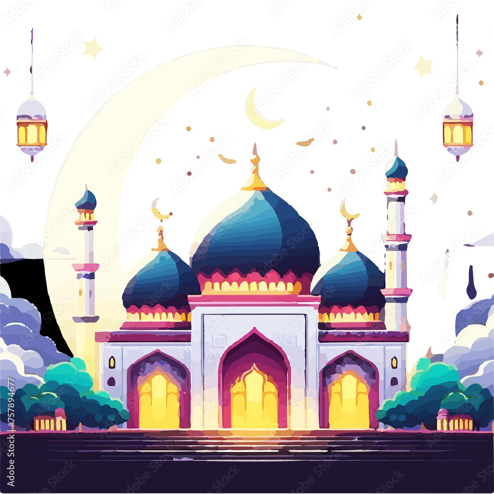 Eid Mubarak greeting card isolated on transparent background