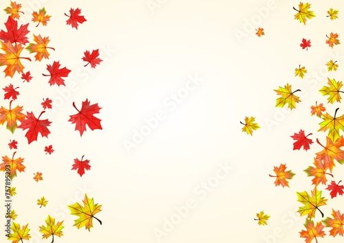 Autumnal Plant Background Beige Vector. Leaves Tree Illustration. Ocher October Leaf. Season Floral Design.