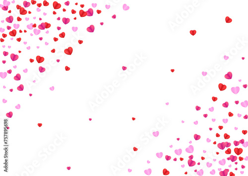 Violet Heart Background White Vector. Card Pattern Confetti. Pink Cut Illustration. Red Confetti Romance Frame. Tender Wedding Texture.