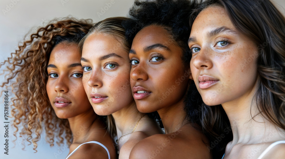 Fototapeta premium groupe de jeunes femmes de différentes ethnies représentant ensemble la diversité des peuples du monde