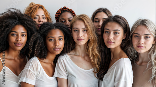 groupe de jeunes femmes de différentes ethnies représentant ensemble la diversité des peuples du monde photo