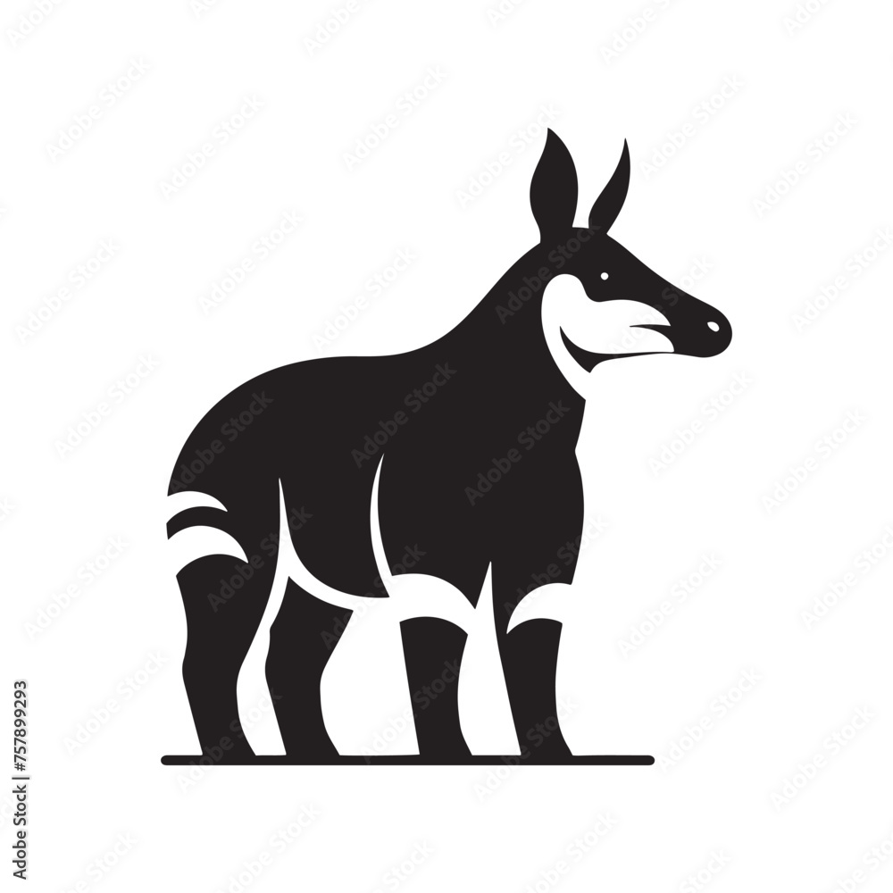 Okapi vector silhouette: A Striking Silhouette Celebrating Nature's Unique Beauty in Vector Form.