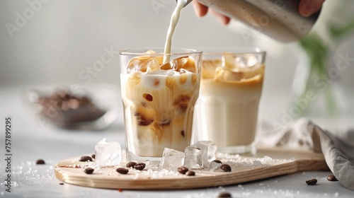 Iced coffee, refreshing indulgence for all seasons, a cool and energizing beverage to beat the heat, crafted with care to deliver a satisfying blend of rich flavor and invigorating chill. © Ruslan Batiuk