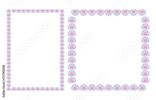 Rectangular border frame template with flourish decoration. Onion flower pink purple flowers © Natalya Nepran